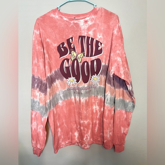 NWOT Simply Southern Tie Dye long Sleeve T LG “With Brave Wings She Flies” - Picture 1 of 5